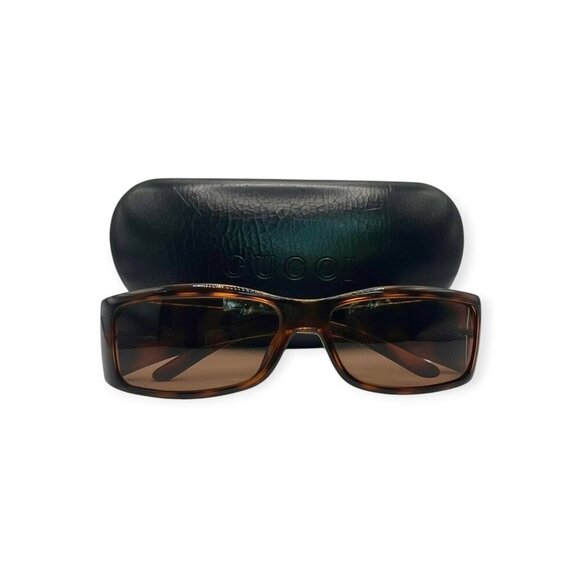 Gucci Sunglasses Rectangle Brown 
Slim Vintage  Authentic Retro Y2K - Picture 1 of 16